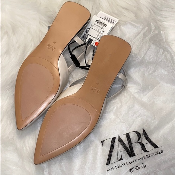 ZARA NWT Ivory Pointy Flat Slingback - Picture 2 of 7